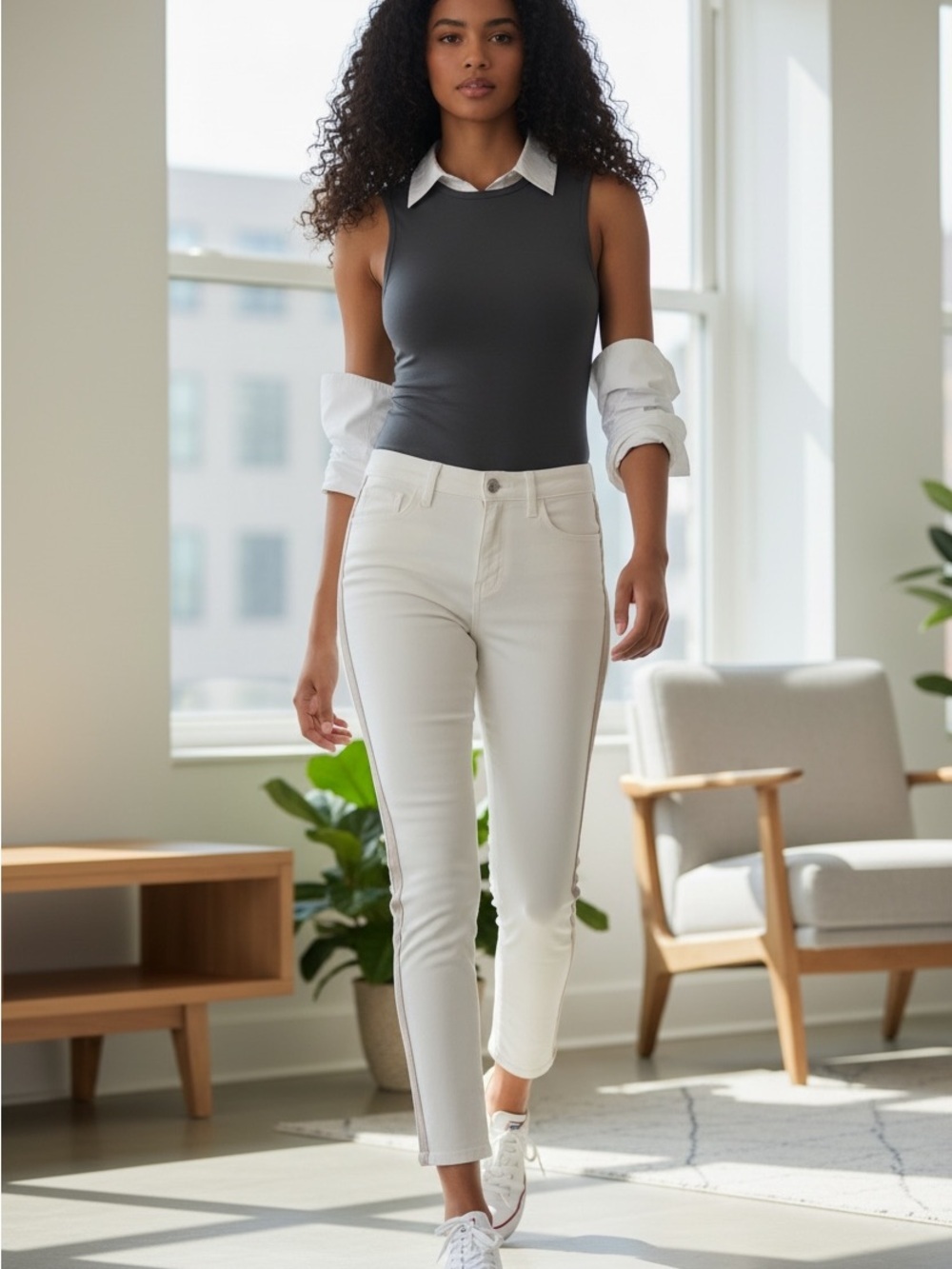 Veronica Beard Debbie Skinny Jean in White Size 6